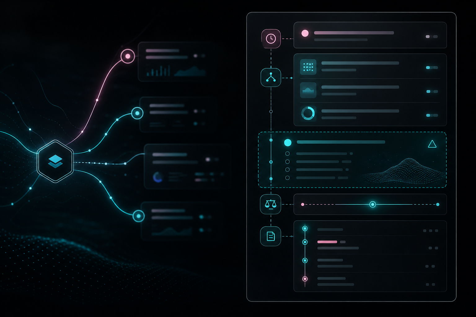 AI summary evidence panel anatomy with source records, freshness timestamp, data changes, assumptions, limits, action history, and safe next steps