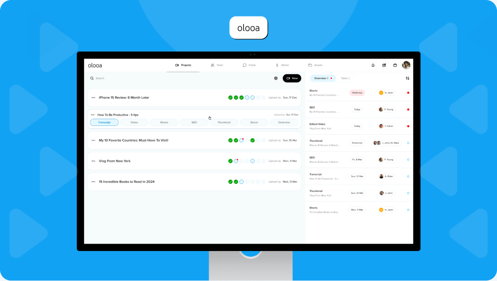 olooa YouTube workflow platform UX UI design case study