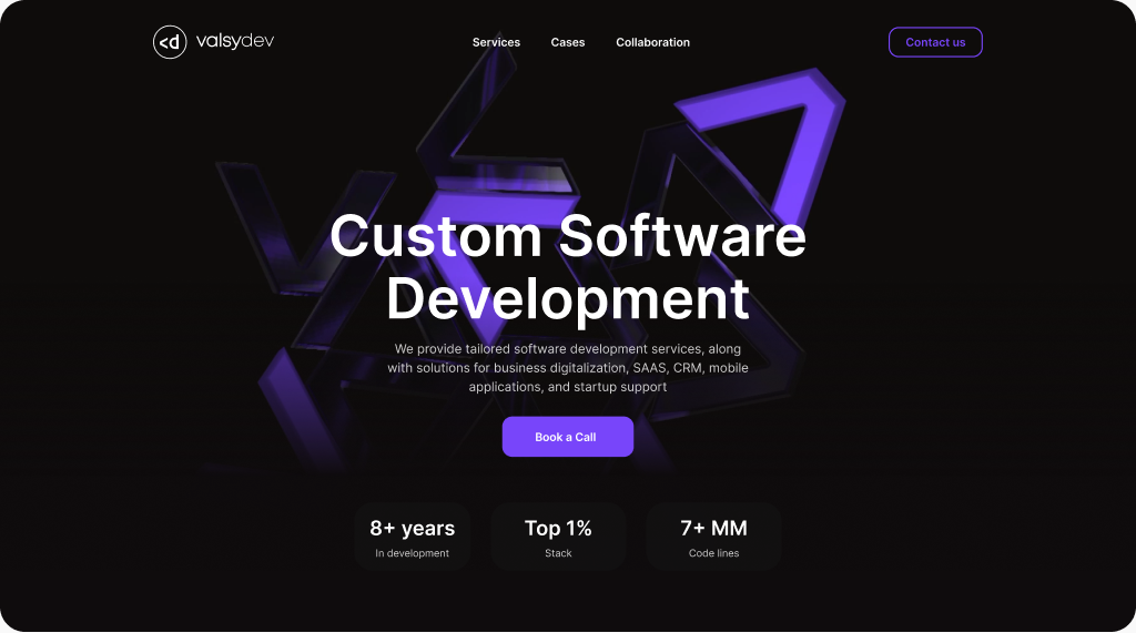 Valsydev software development studio website UX UI design case study